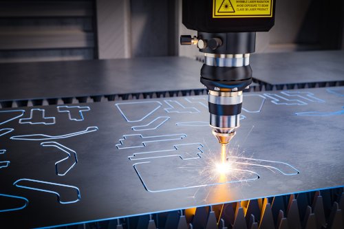 laser cutter cutting shapes on metal 500