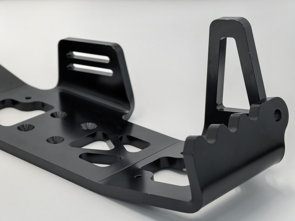 Black oxide finished sheet metal bracket part